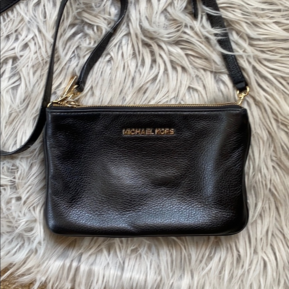 Michael Kors  3 Section Black Crossbody Bag